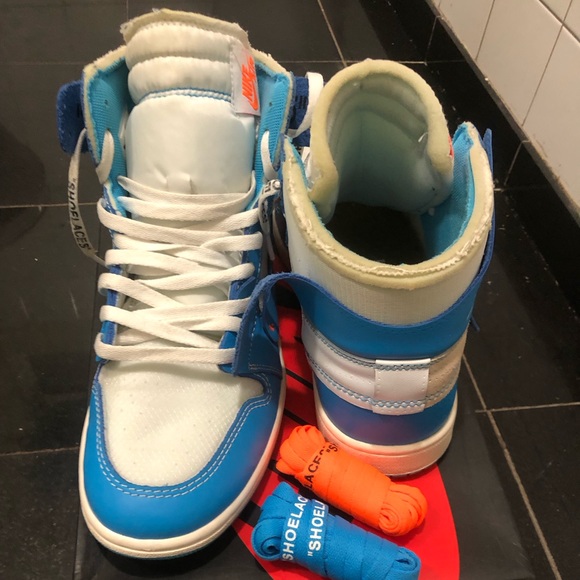 I'm selling the AIR JORDAN OFF-WHITE UNC BLUE the shoes